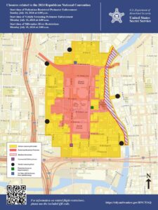 Map of access areas during RNC week in Milwaukee