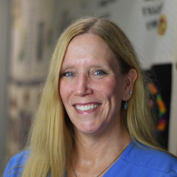 Blonde woman smiling